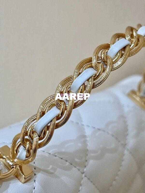 Replica Chanel Shiny Lambskin Small Flap Bag with Top Handle AS4023 White 12