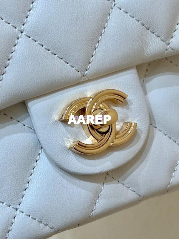 Replica Chanel Shiny Lambskin Small Flap Bag with Top Handle AS4023 White 13