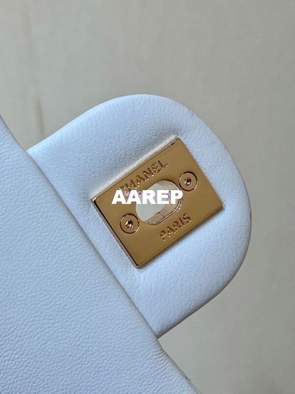 Replica Chanel Shiny Lambskin Small Flap Bag with Top Handle AS4023 White 15