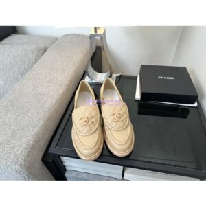 Replica Chanel 24A Twist Lock CC Lambskin Loafers G36646 Beige 2