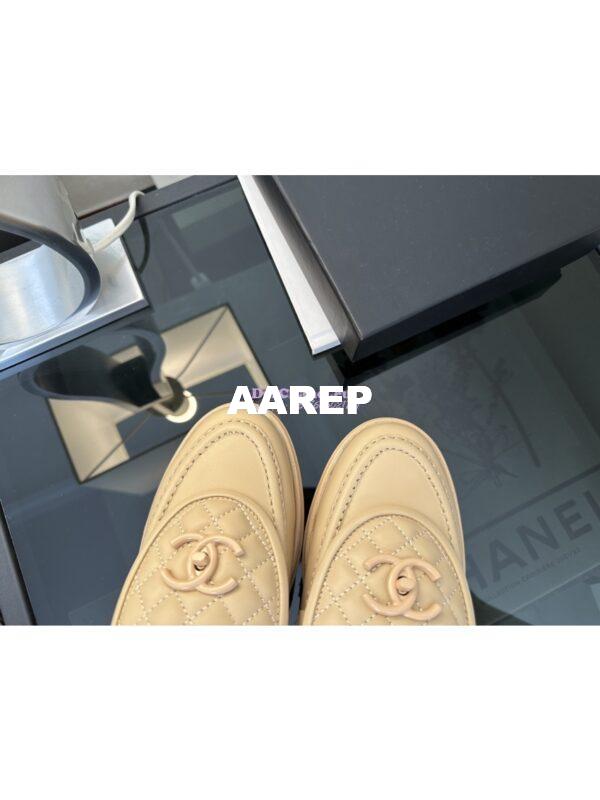 Replica Chanel 24A Twist Lock CC Lambskin Loafers G36646 Beige 5