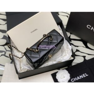 Replica Chanel Shiny Calfskin Small Box Bag AS4469 Black 2