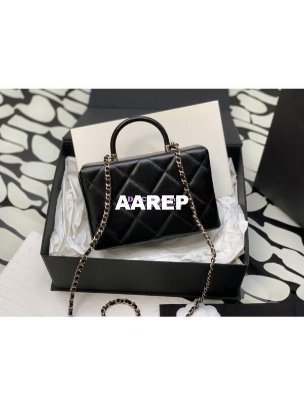 Replica Chanel Shiny Calfskin Small Box Bag AS4469 Black 8