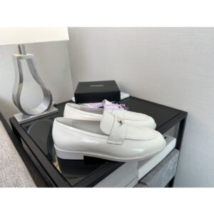 Replica Chanel 24P Imported Brushed Calfskin Loafer Moccasins G45504 White 2