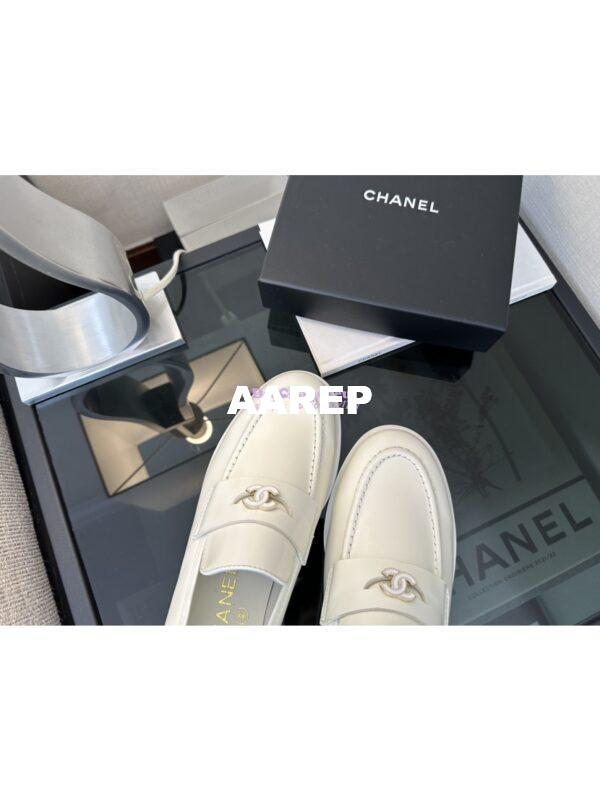 Replica Chanel 24P Imported Brushed Calfskin Loafer Moccasins G45504 White 4