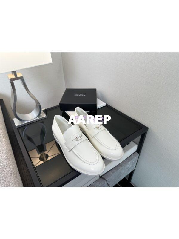 Replica Chanel 24P Imported Brushed Calfskin Loafer Moccasins G45504 White 5