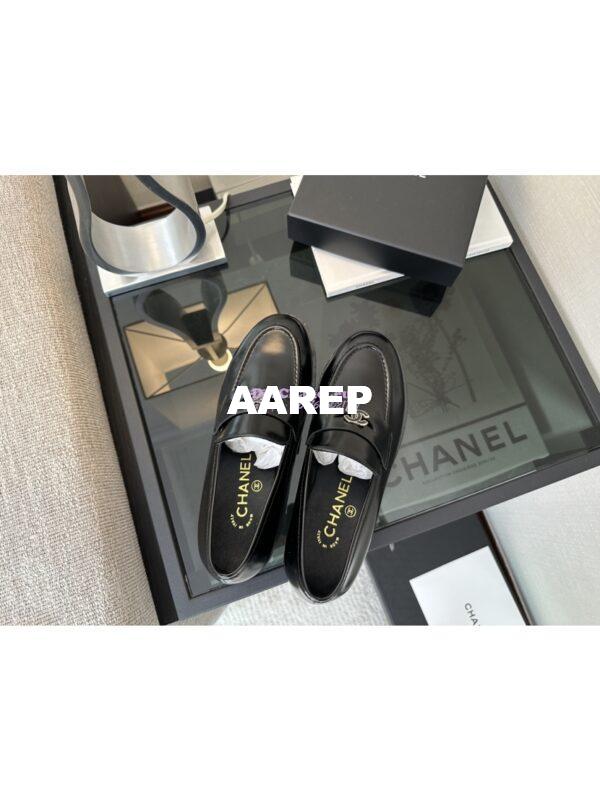 Replica Chanel 24P Imported Brushed Calfskin Loafer Moccasins G45504 Black 4