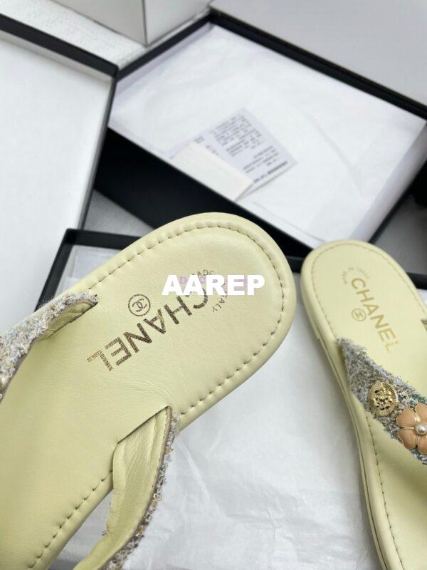 Replica Chanel SS25 Thongs in Tweed & Metal G46304 9