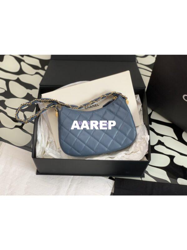 Replica Chanel 23K New Hobo Bag Lambskin Gold Hardware AS4422 Denim 8