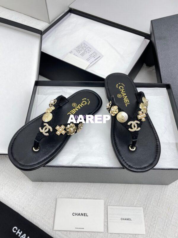 Replica Chanel SS25 Thongs in Tweed & Metal G46304 12