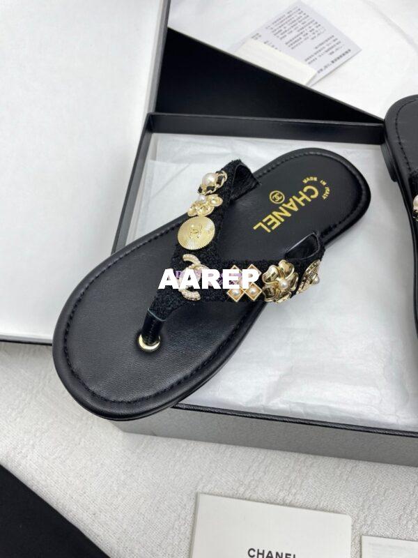Replica Chanel SS25 Thongs in Tweed & Metal G46304 13