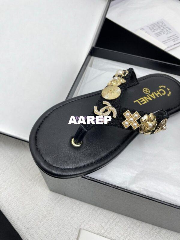 Replica Chanel SS25 Thongs in Tweed & Metal G46304 14