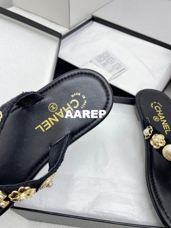 Replica Chanel SS25 Thongs in Tweed & Metal G46304 16