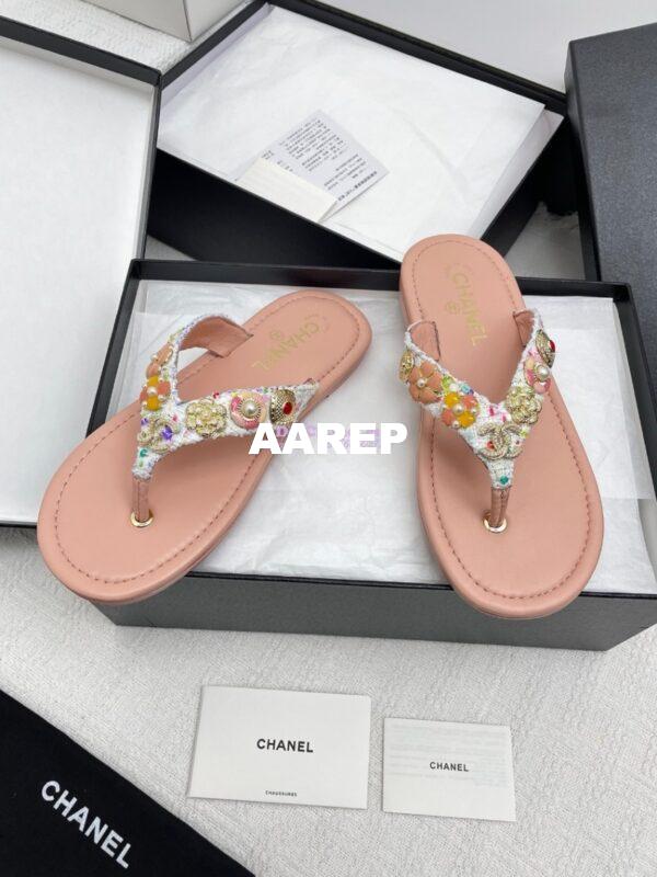 Replica Chanel SS25 Thongs in Tweed & Metal G46304 18
