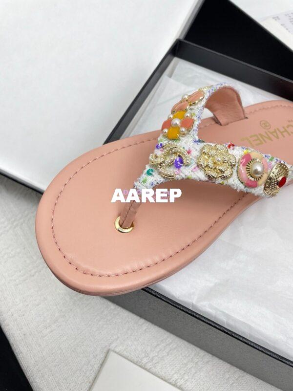 Replica Chanel SS25 Thongs in Tweed & Metal G46304 20