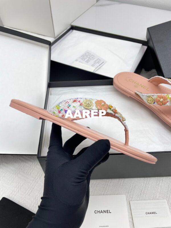 Replica Chanel SS25 Thongs in Tweed & Metal G46304 22