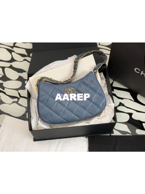 Replica Chanel 23K New Large Hobo Bag Lambskin Gold Hardware AS4422 Denim 4