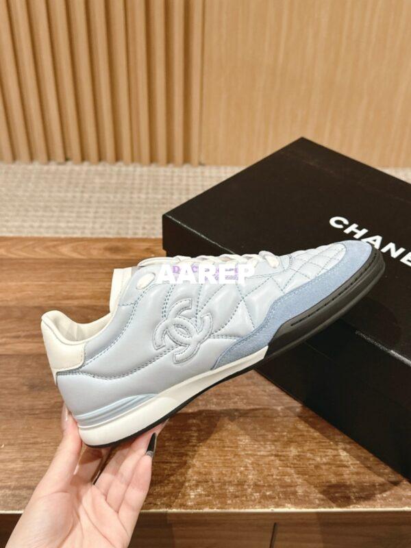 Replica Chanel SS25 Shiny Calfskin, Calfskin & Suede Calfskin Trainers G45839 Light Blue