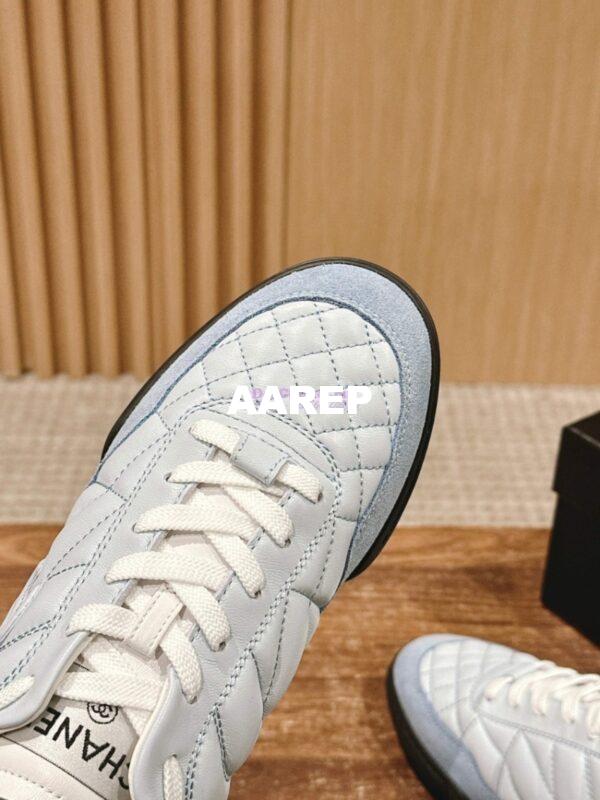 Replica Chanel SS25 Shiny Calfskin, Calfskin & Suede Calfskin Trainers G45839 Light Blue 4