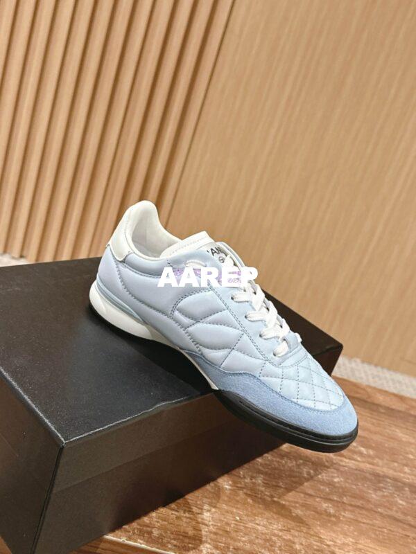 Replica Chanel SS25 Shiny Calfskin, Calfskin & Suede Calfskin Trainers G45839 Light Blue 5