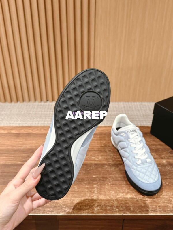 Replica Chanel SS25 Shiny Calfskin, Calfskin & Suede Calfskin Trainers G45839 Light Blue 9