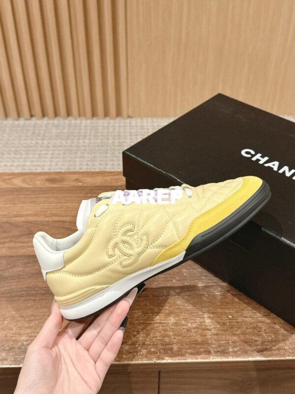 Replica Chanel SS25 Shiny Calfskin, Calfskin & Suede Calfskin Trainers G45839 Yellow