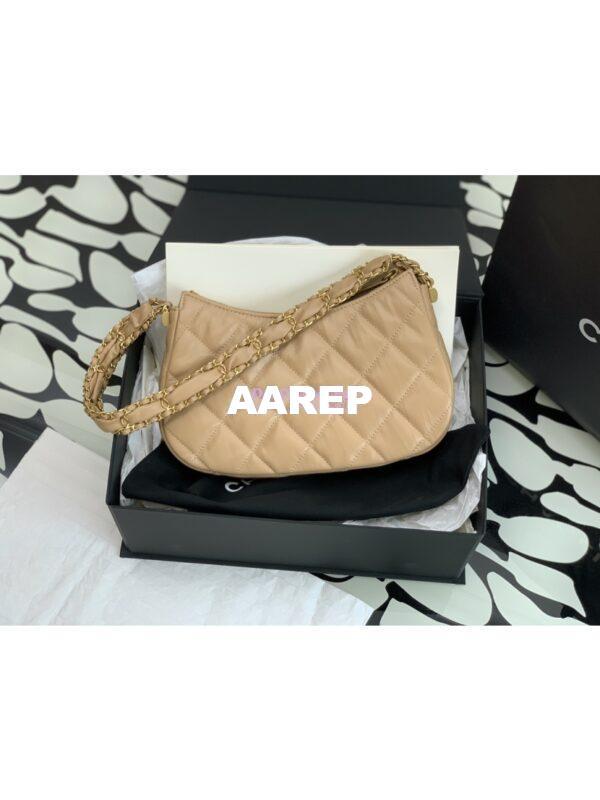 Replica Chanel 23K New Large Hobo Bag Lambskin Gold Hardware AS4422 Beige 10