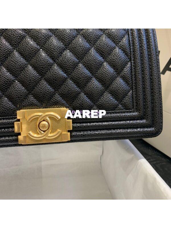 Replica Chanel Le boy Caviar Black in Matte Gold Hardware 5