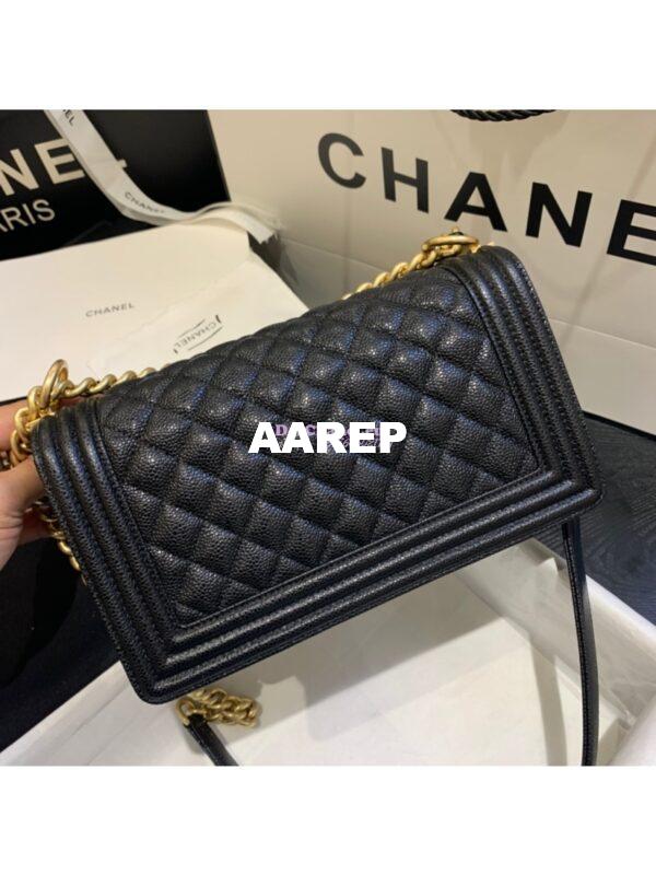 Replica Chanel Le boy Caviar Black in Matte Gold Hardware 6