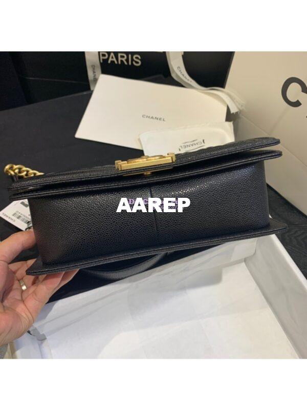 Replica Chanel Le boy Caviar Black in Matte Gold Hardware 8