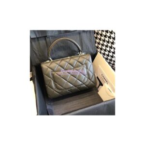Replica Chanel Small Trendy CC A92236 olive green Flap Bag With Metal Plate 2