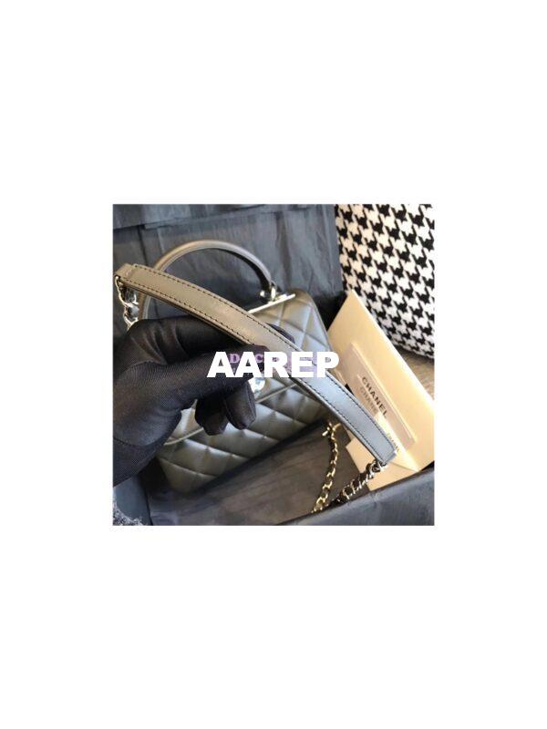Replica Chanel Small Trendy CC A92236 olive green Flap Bag With Metal Plate 5