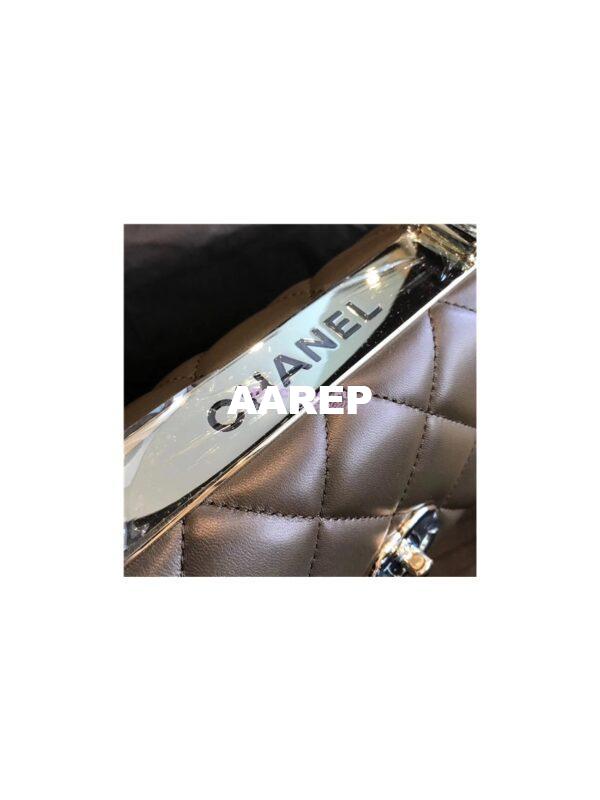 Replica Chanel Small Trendy CC A92236 olive green Flap Bag With Metal Plate 13