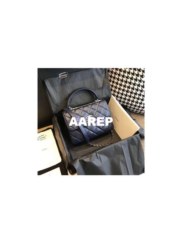 Replica Chanel Small Trendy CC A92236 navy Flap Bag With Metal Plate