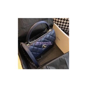 Replica Chanel Small Trendy CC A92236 navy Flap Bag With Metal Plate 2