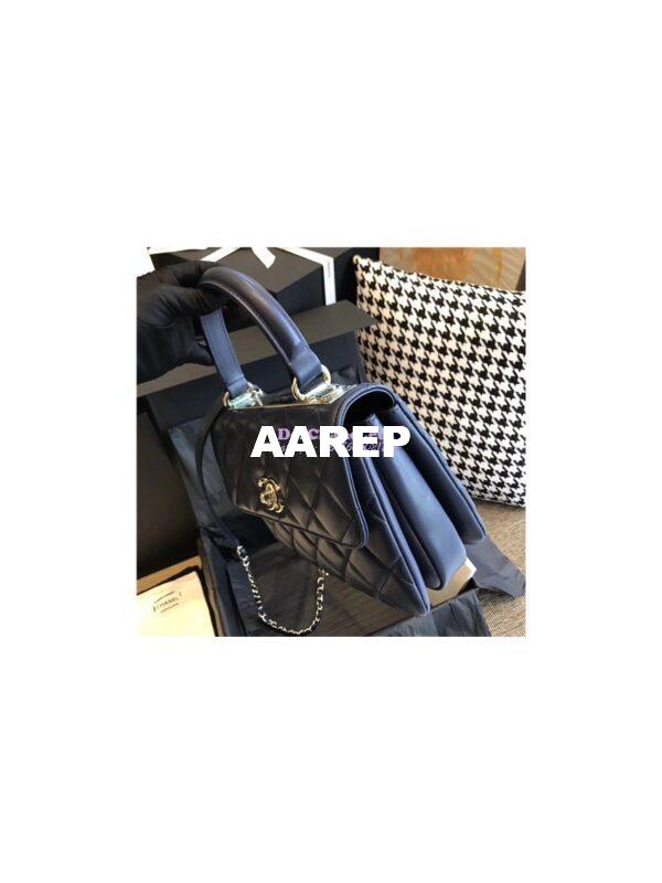 Replica Chanel Small Trendy CC A92236 navy Flap Bag With Metal Plate 3
