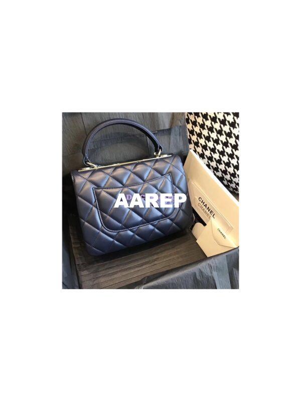 Replica Chanel Small Trendy CC A92236 navy Flap Bag With Metal Plate 4