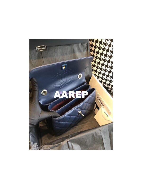 Replica Chanel Small Trendy CC A92236 navy Flap Bag With Metal Plate 9