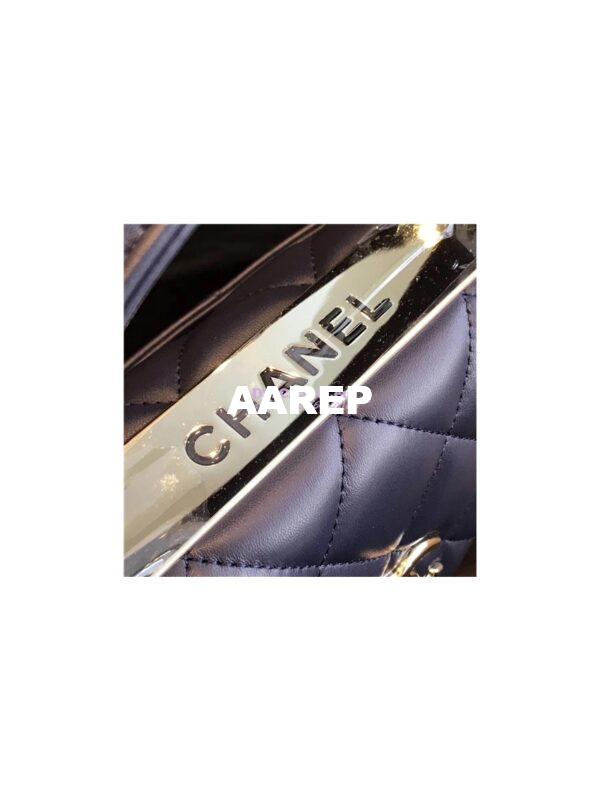 Replica Chanel Small Trendy CC A92236 navy Flap Bag With Metal Plate 13