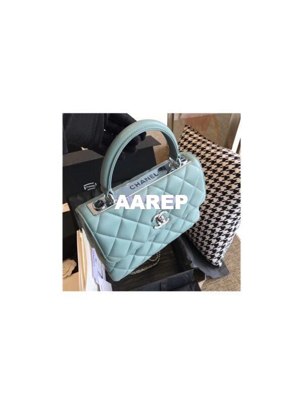 Replica Chanel Small Trendy CC A92236 mint Flap Bag With Metal Plate 3