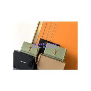 Replica YSL Saint Laurent Kate small chain bag in grain de poudre embossed leather 469390 avocado green