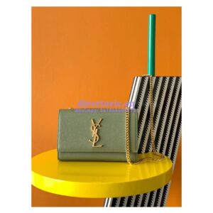 Replica YSL Saint Laurent Kate small chain bag in grain de poudre embossed leather 469390 avocado green 2