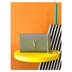 Replica YSL Saint Laurent Classic Medium Kate In Grained De Poudre Textured Leather Avocado Green