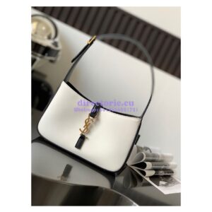 Replica YSL Saint Laurent Le 5 à 7 hobo bag in Black White calfskin Smooth leather