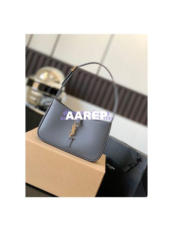Replica YSL Saint Laurent Le 5 à 7 hobo bag in Grey calfskin Smooth leather 3