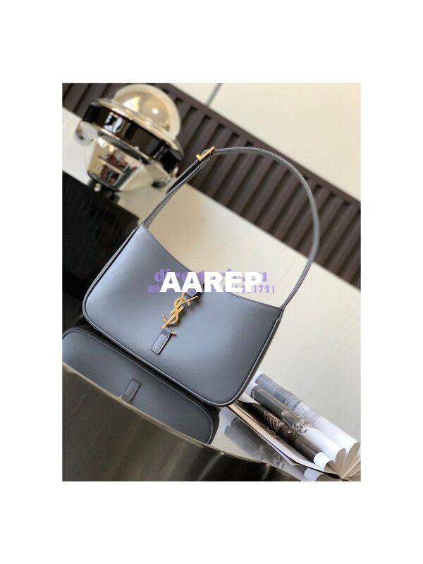 Replica YSL Saint Laurent Le 5 à 7 hobo bag in Grey calfskin Smooth leather 4