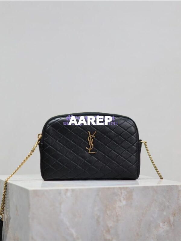 Replica YSL Saint Laurent Gaby Chain Pouch In Quilted Lambskin 7336671 Black 3