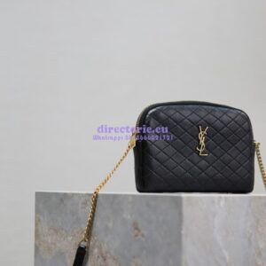 Replica YSL Saint Laurent Gaby Chain Pouch In Quilted Lambskin 7336671 Black 2