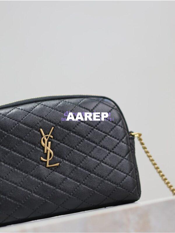 Replica YSL Saint Laurent Gaby Chain Pouch In Quilted Lambskin 7336671 Black 5