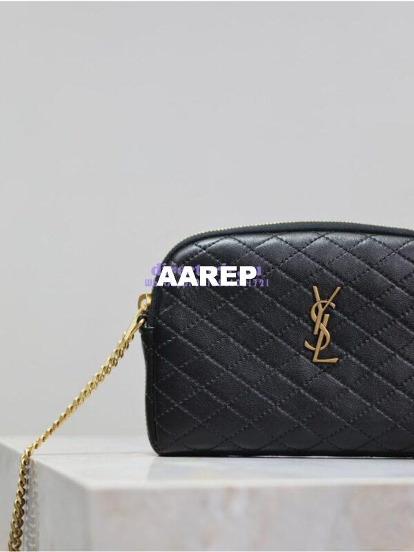 Replica YSL Saint Laurent Gaby Chain Pouch In Quilted Lambskin 7336671 Black 6